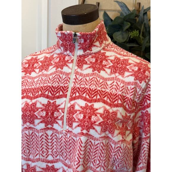 LAND'S END Therma Check Red/White Pullover Top Shirt size M P - Picture 2 of 8